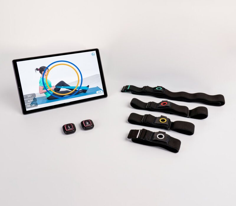 XCLINIC - sensori di movimento e fasce da applicare al corpo e software precaricato sul tablet